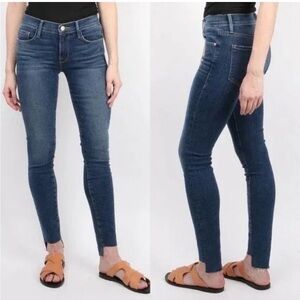 Frame Jeans Le Skinny de Jeanne Crop Mid Rise Skinny  Raw Hem Jeans Sz 27
